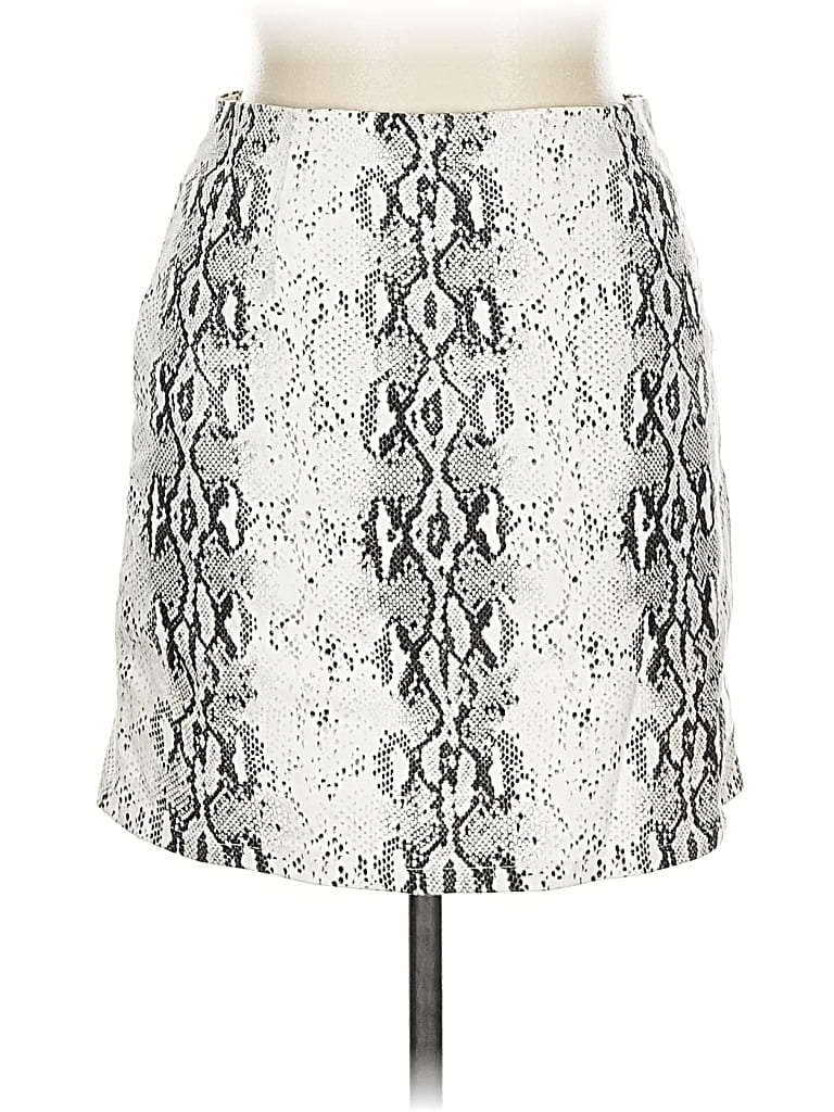 Pre-owned She + Sky Faux Leather Skirt In Silver