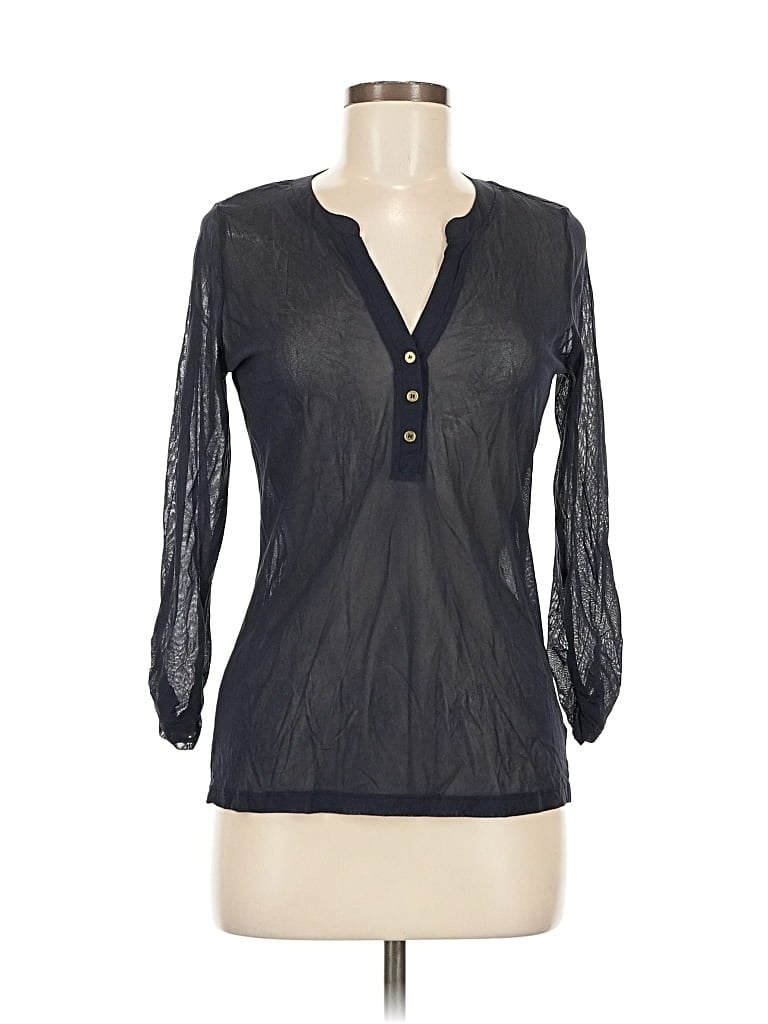 Pre-owned The Limited Long Sleeve Henley Shirt In Black