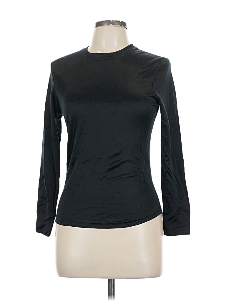 Pre-owned Gilligan & O'malley Long Sleeve Top Black Mock Neckline Tops