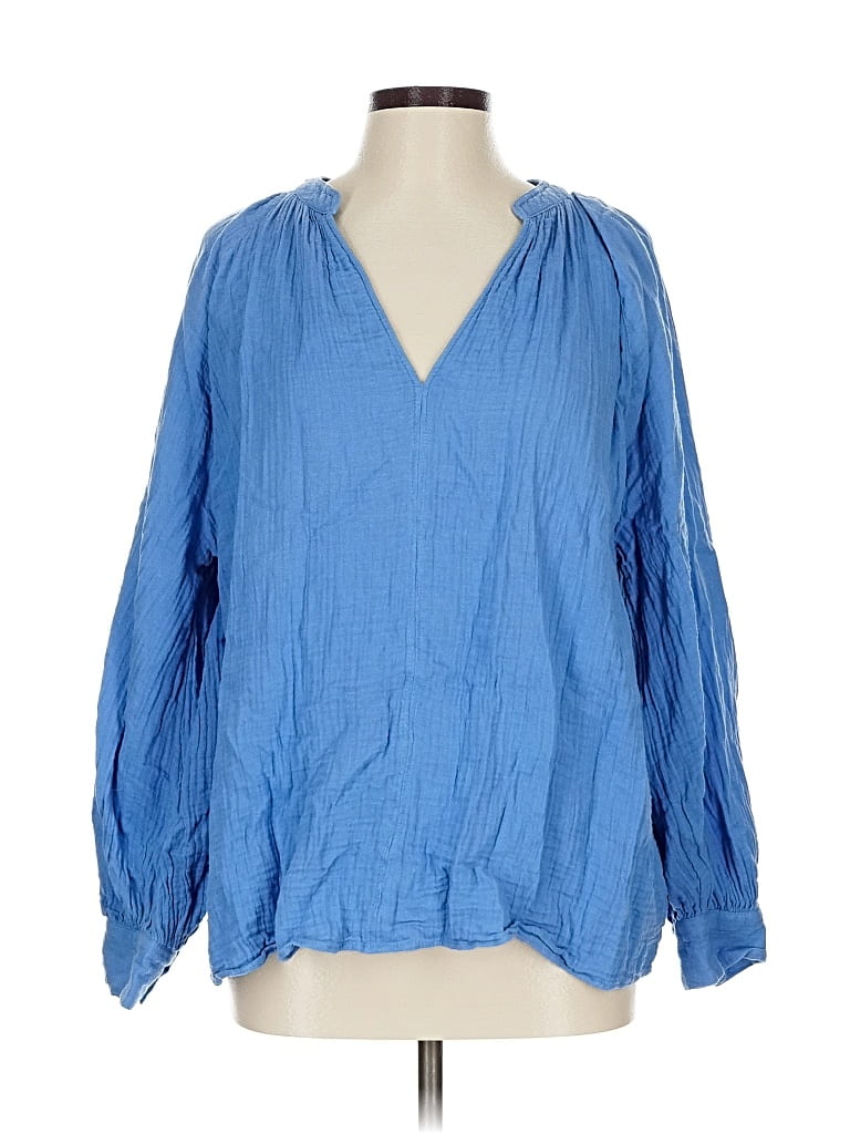 Pre-owned H&m Long Sleeve Blouse In Blue