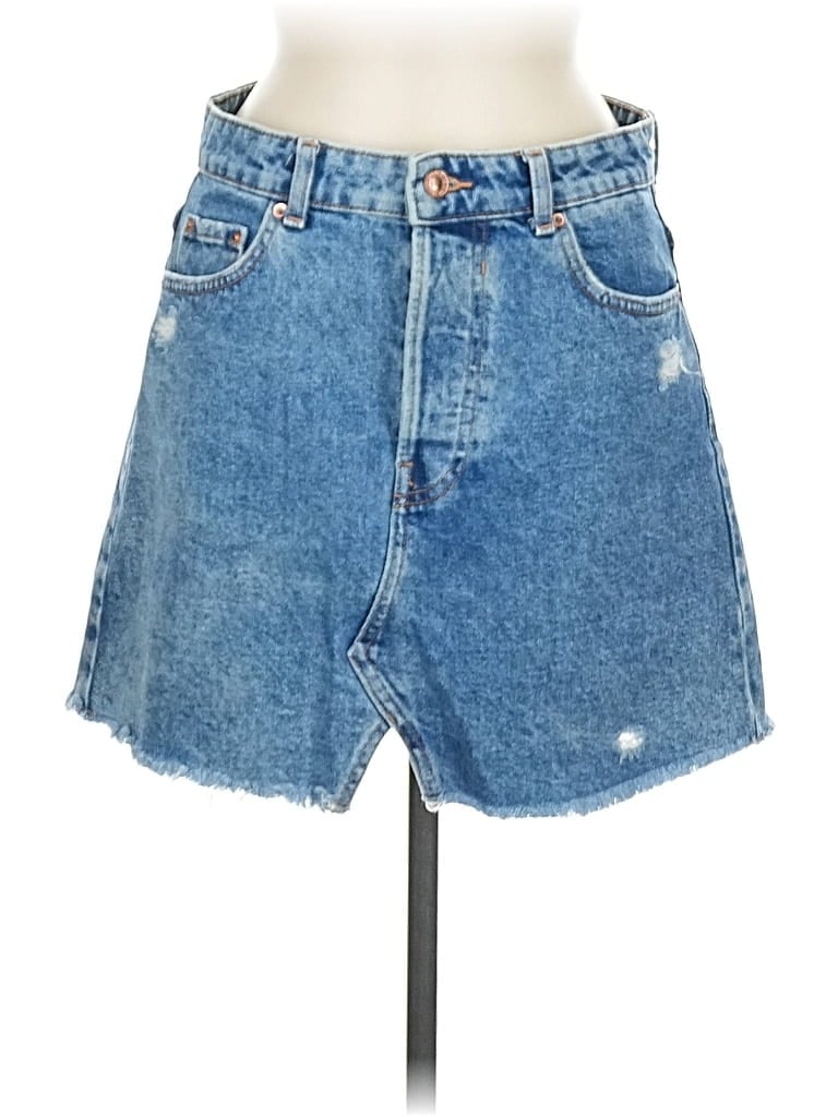 Pre-owned Bershka Denim Skirt In Blue