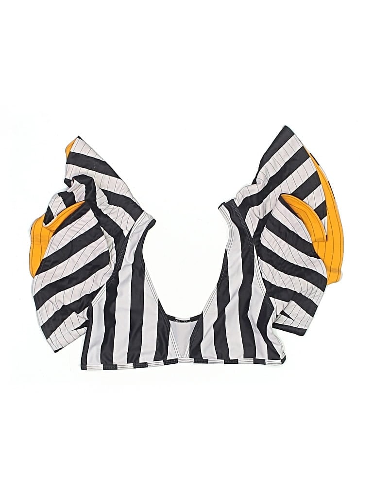 Pre-owned Unbranded Swimsuit Top Yellow Stripes Pattern Swimwear