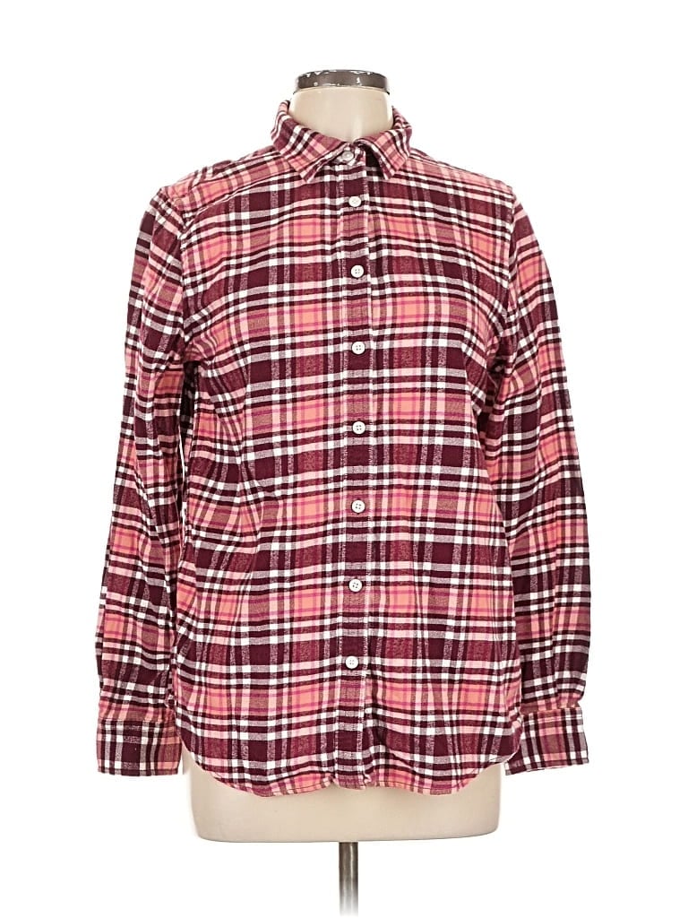 Pre-owned Lands' End Long Sleeve Button Down Shirt In Burgundy
