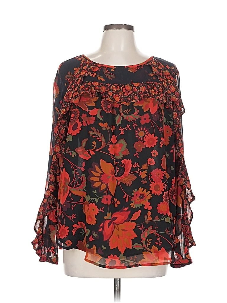 Pre-owned Ann Taylor Loft Long Sleeve Blouse In Orange