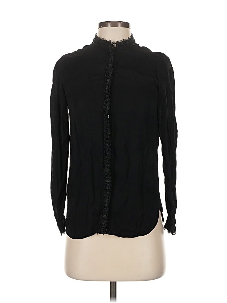 Pre-owned Reiss Long Sleeve Blouse In Black