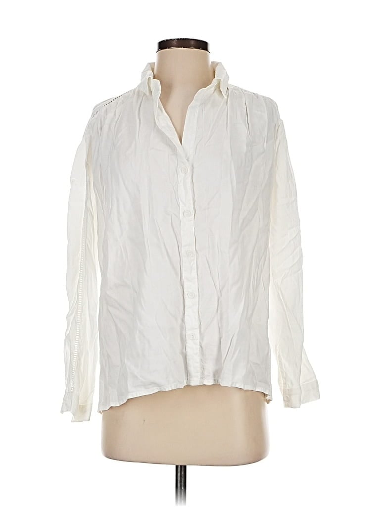 Pre-owned Cloth & Stone X Anthropologie Long Sleeve Button Down Shirt In White