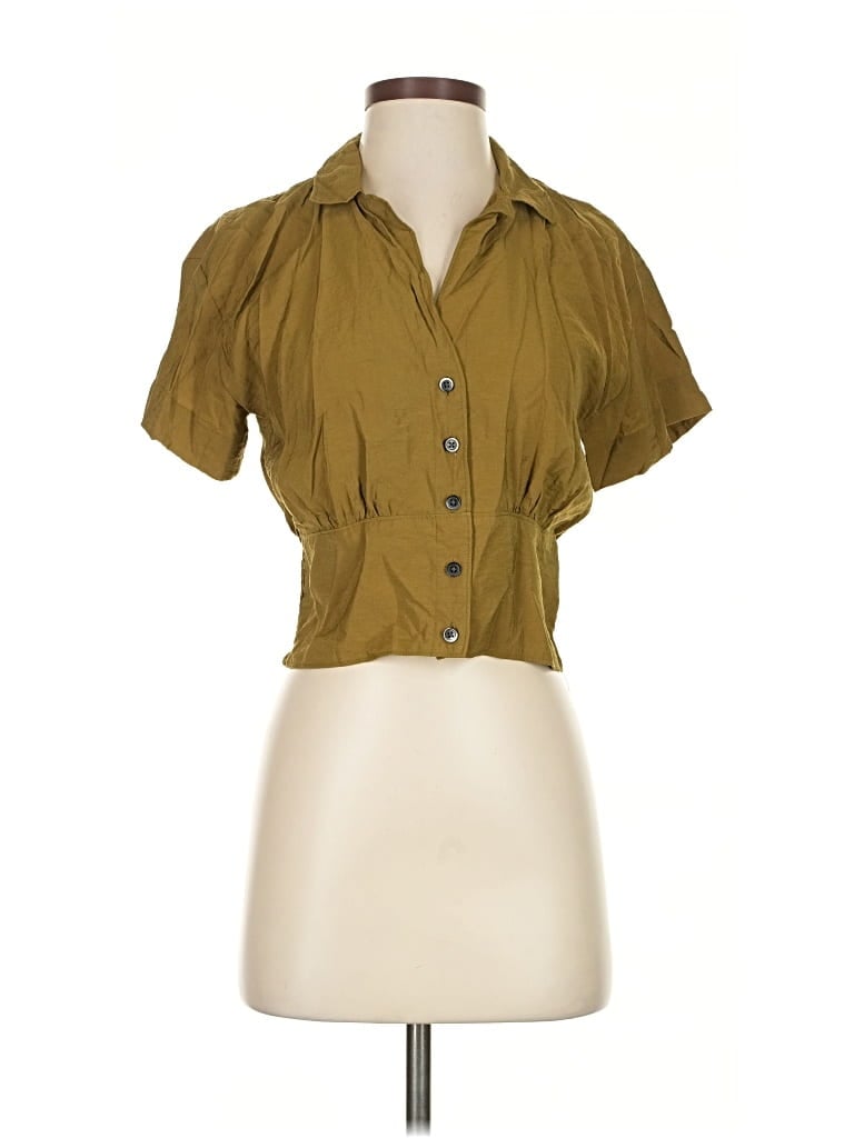 Pre-owned Madewell Short Sleeve Blouse In Green