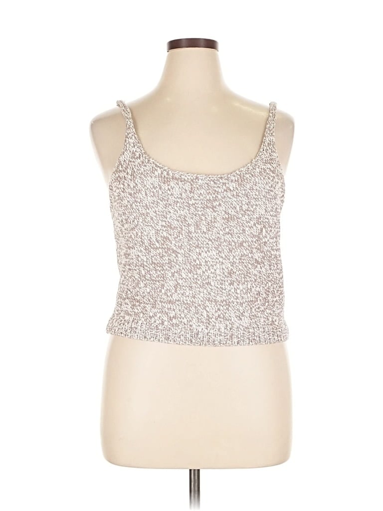 Pre-owned Lou & Grey Sleeveless Top Silver Strapless Neckline Tops