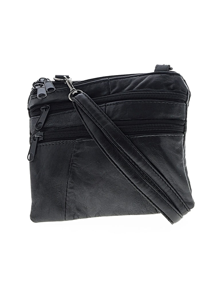 Pre-owned Assorted Brands Leather Crossbody Bag In Black
