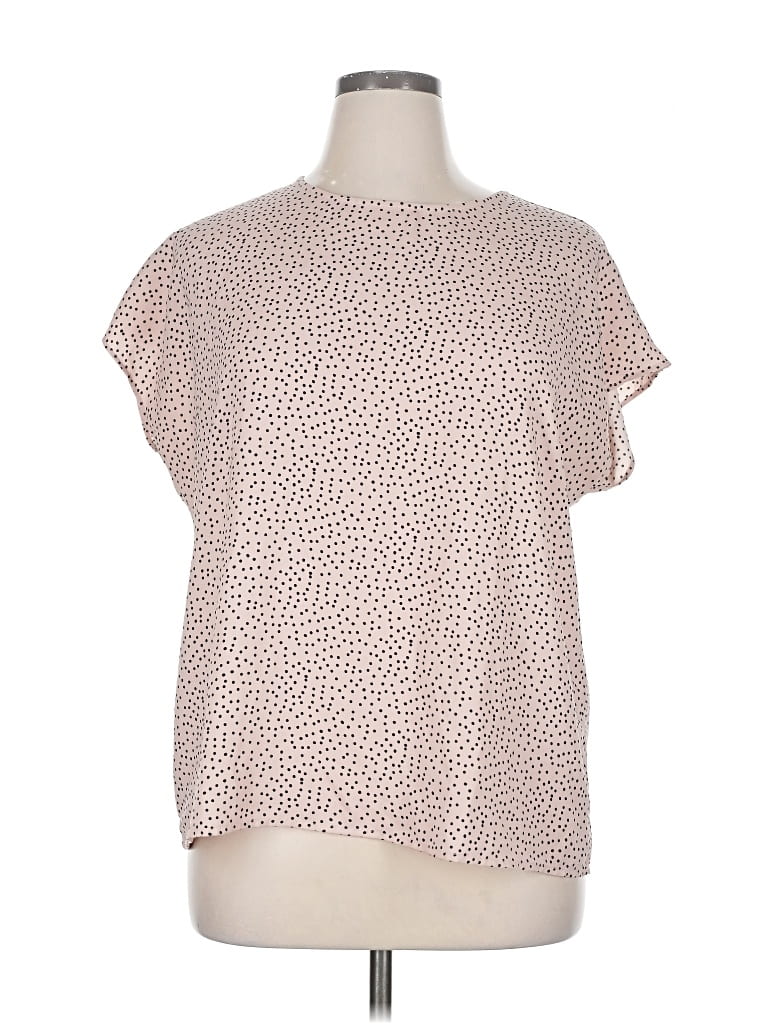 Pre-owned Halogen Short Sleeve Top Pink Crew Neck Tops