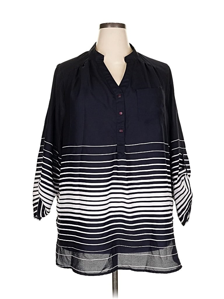 Pre-owned Denim 24/7 3/4 Sleeve Blouse In Black