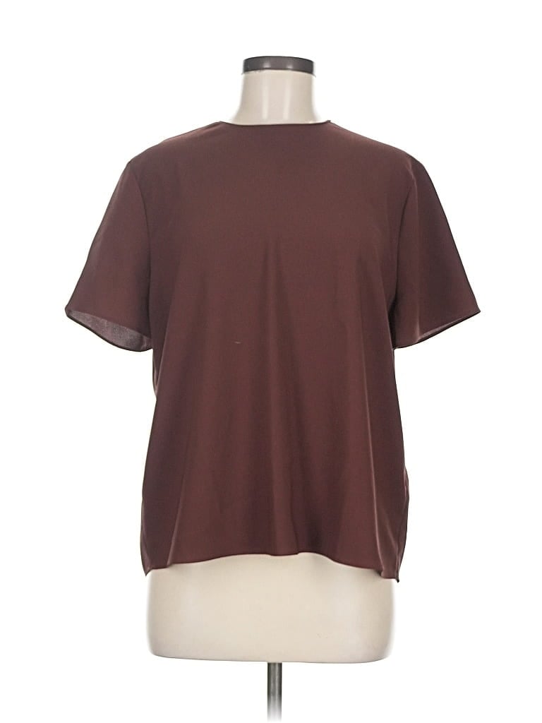 Pre-owned Nordstrom Short Sleeve Top Burgundy Crew Neck Tops