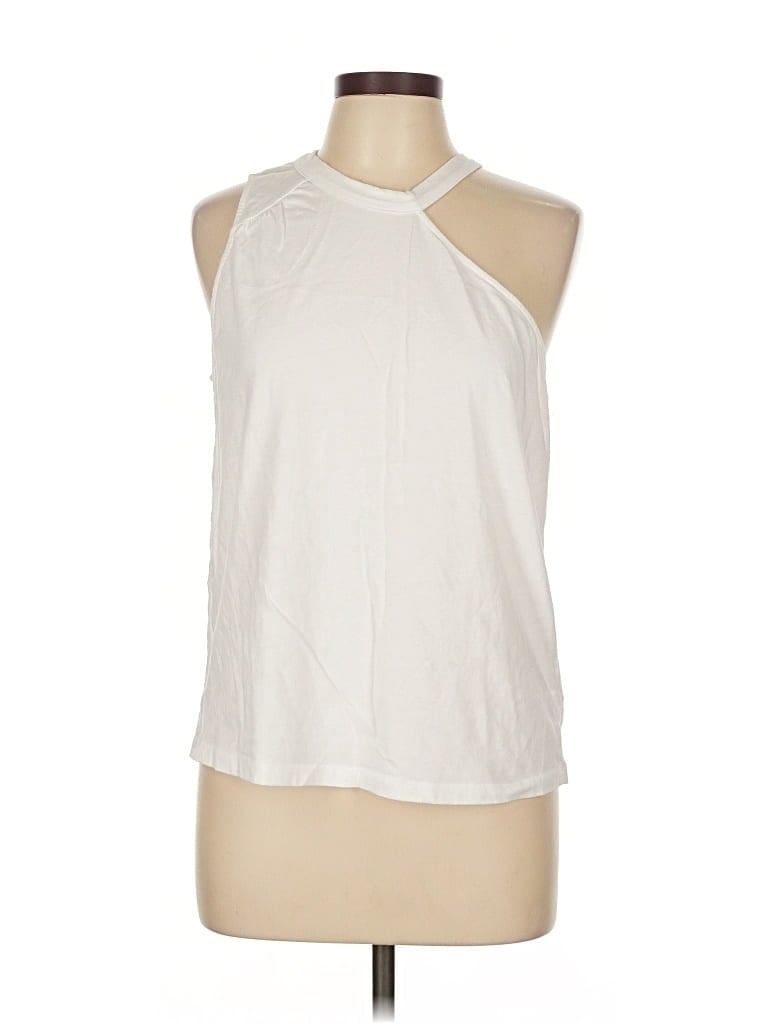 Pre-owned By Anthropologie Tank Top Ivory Halter Neckline Tops In White