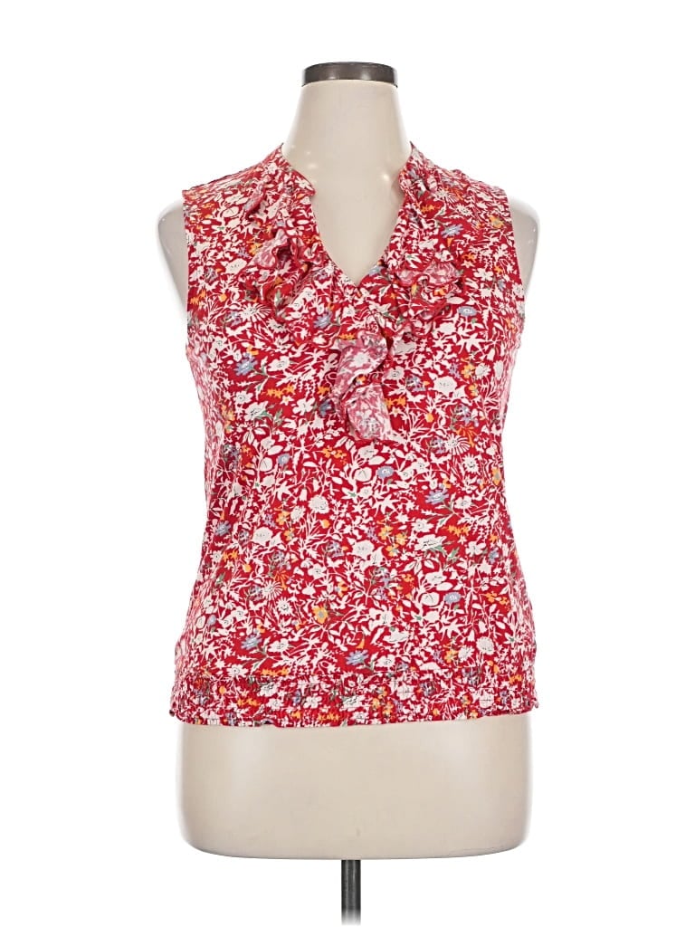 Pre-owned Chaps Sleeveless Blouse In Red