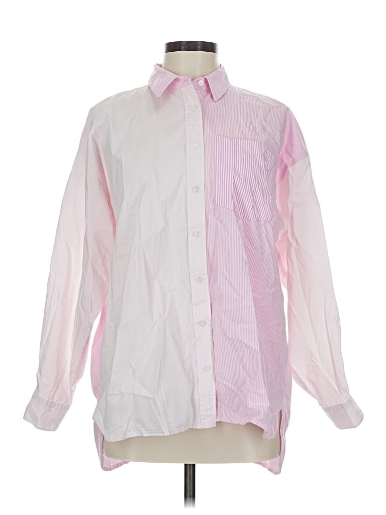 Pre-owned Vigoss Long Sleeve Button Down Shirt In Pink