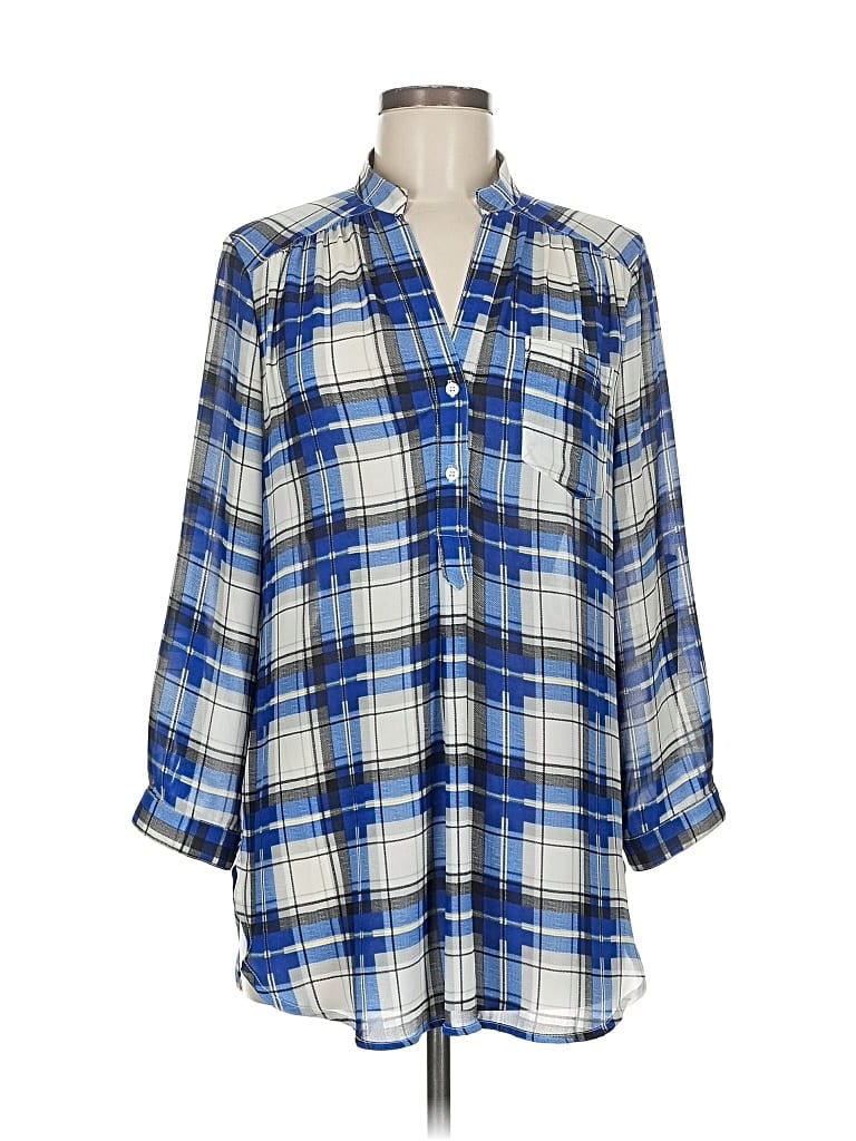 Pre-owned Fun2fun 3/4 Sleeve Henley Shirt In Blue