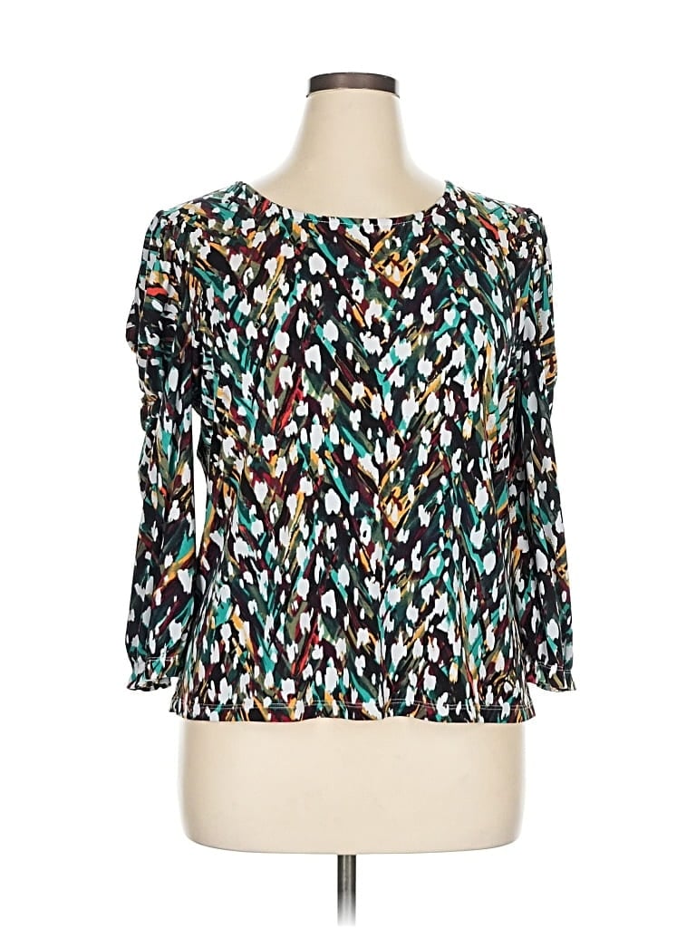 Pre-owned Adrienne Vittadini 3/4 Sleeve Blouse In Blue