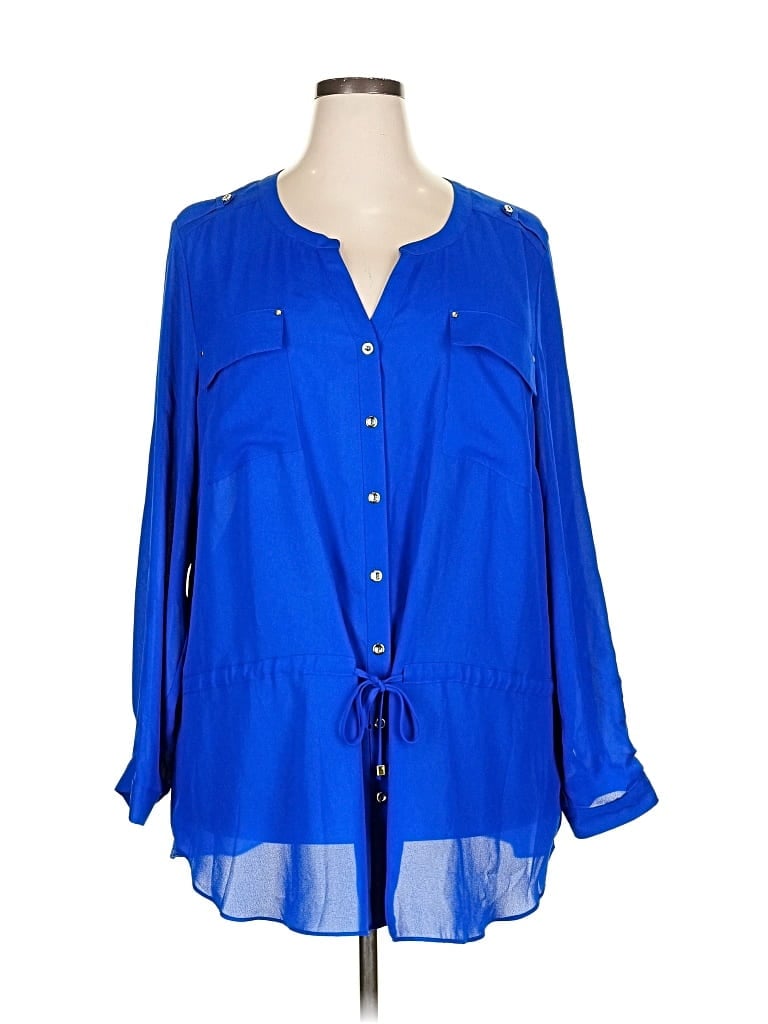 Pre-owned Zac & Rachel 3/4 Sleeve Blouse In Blue