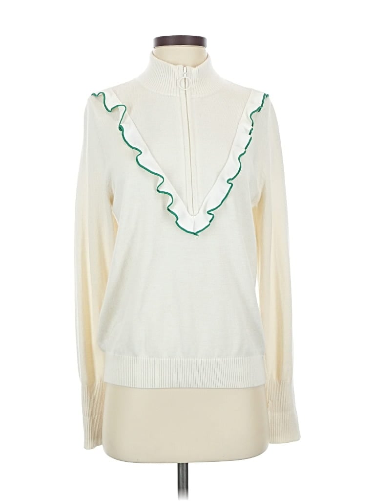 Pre-owned Tory Sport Cashmere Pullover Sweater In White