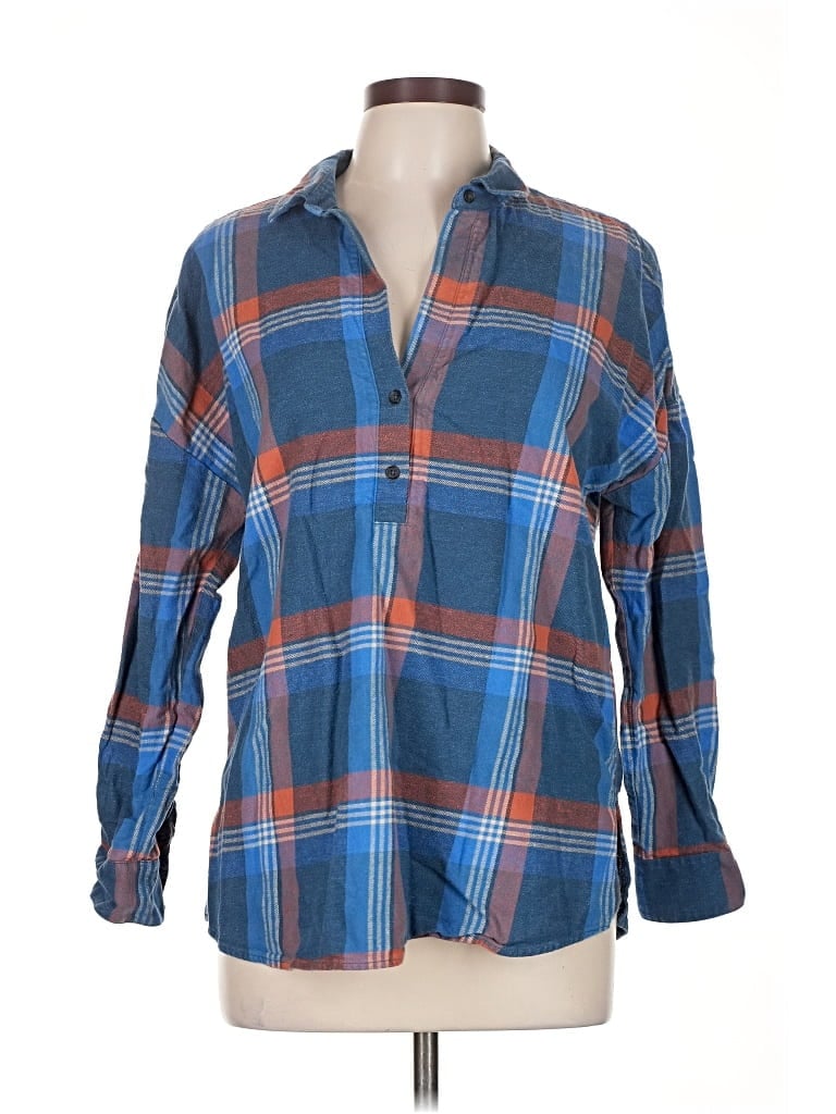 Pre-owned Prana Long Sleeve Button Down Shirt In Blue