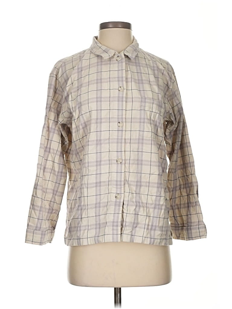 Pre-owned Uniqlo Long Sleeve Button Down Shirt In Gray