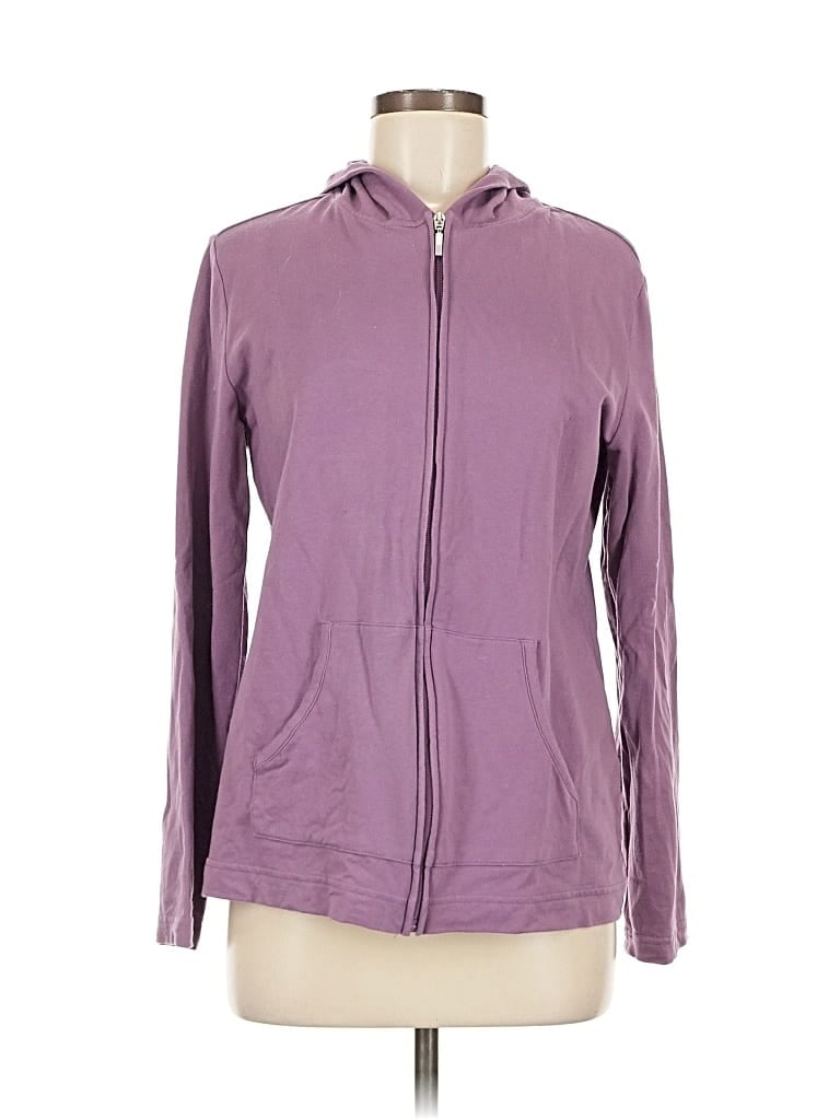 Pre-owned Karen Scott Sport Zip Up Hoodie In Purple