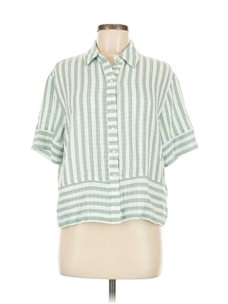 Pre-owned Jane And Delancey Short Sleeve Blouse In Green