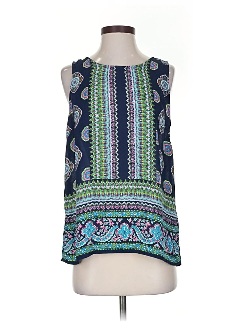 Pre-owned Cynthia Rowley Tjx Sleeveless Blouse In Blue