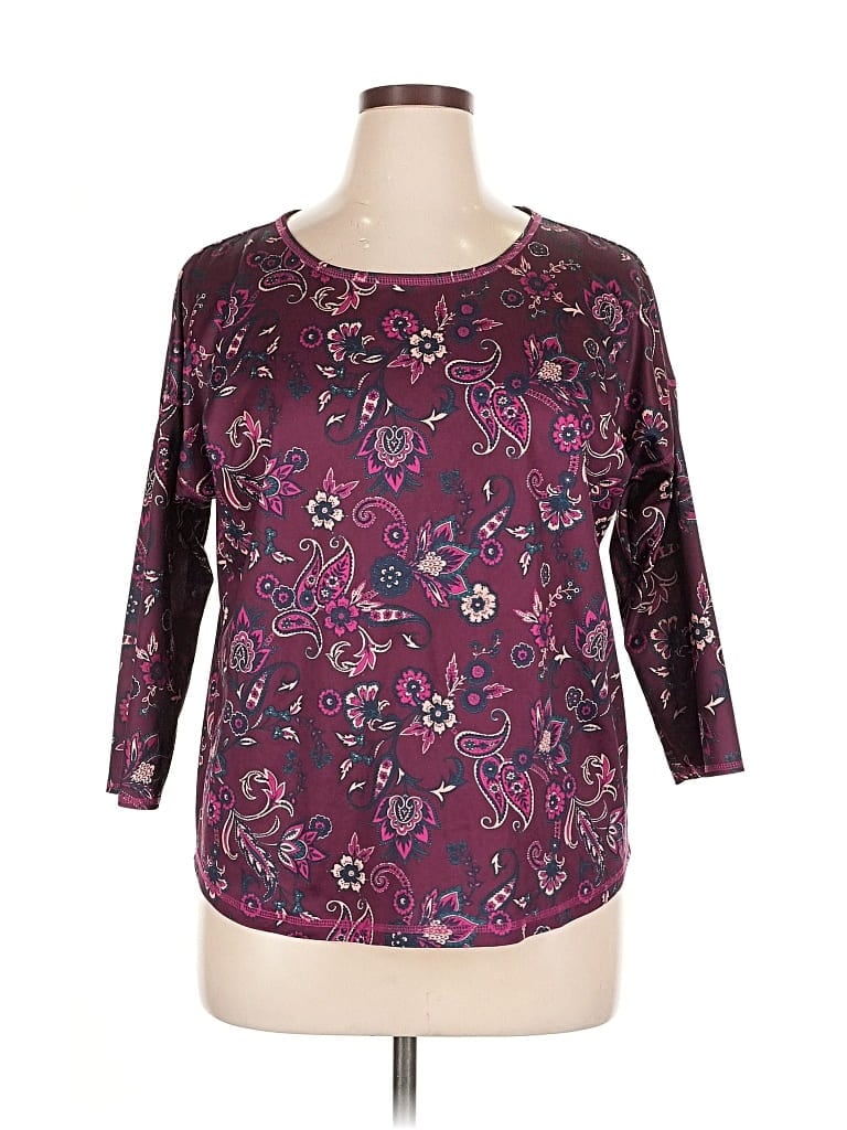 Pre-owned St. John's Bay 3/4 Sleeve Blouse In Purple