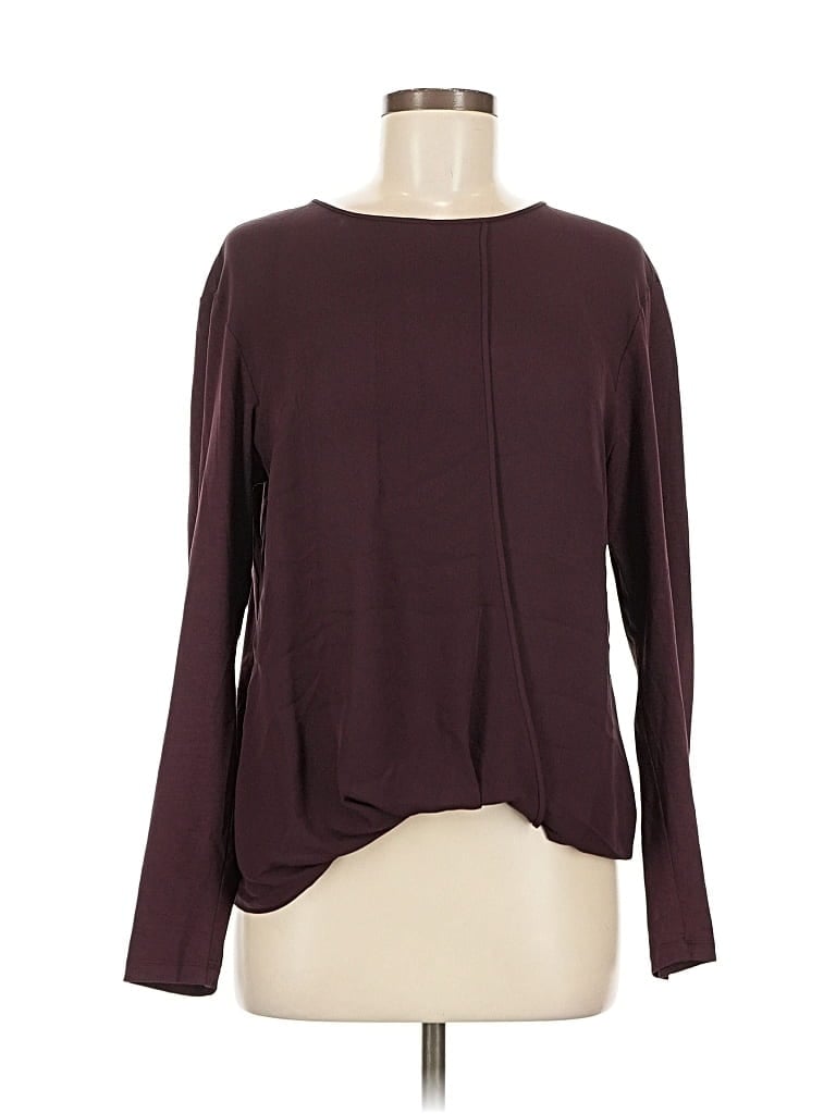 Pre-owned Theory Long Sleeve Top Burgundy Boatneck Tops