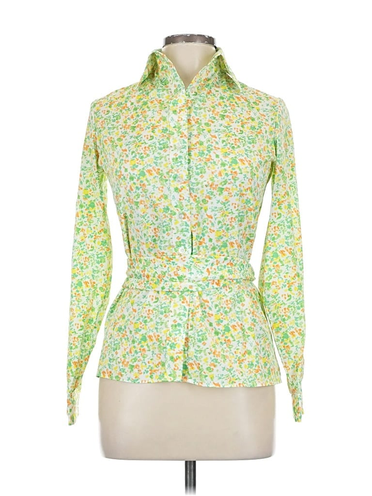 Pre-owned Halston Long Sleeve Blouse In Green