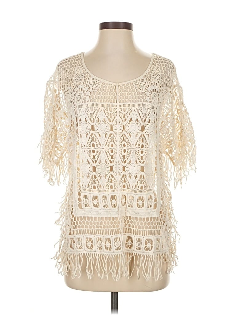 Pre-owned Angel Of The North Short Sleeve Blouse In White