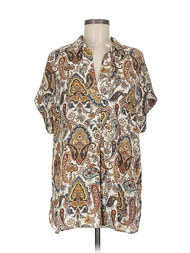 Pre-owned Dr2 3/4 Sleeve Blouse In Brown