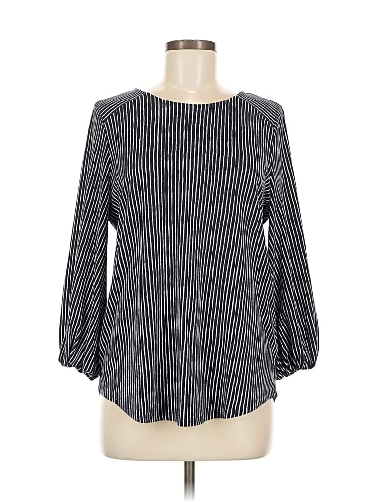 Pre-owned Adrianna Papell Long Sleeve Blouse In Black