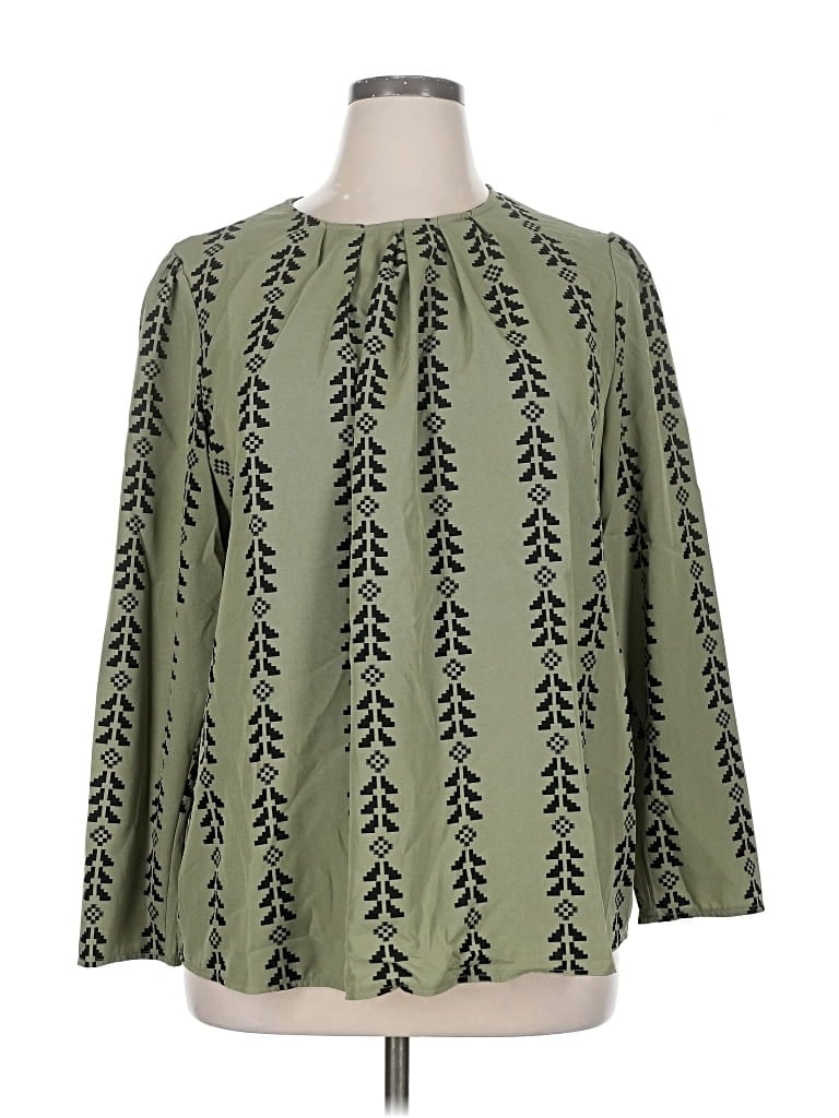Pre-owned Shein Curve 3/4 Sleeve Blouse In Green