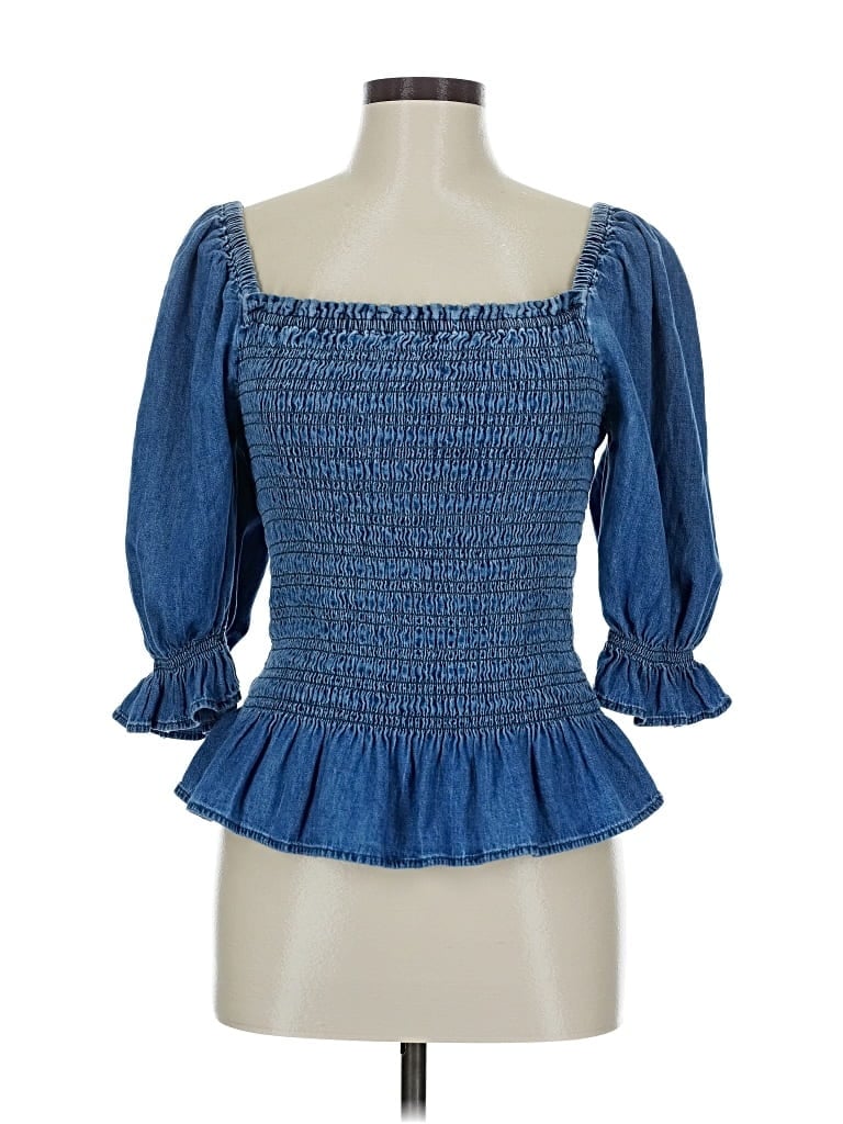 Pre-owned Gap 3/4 Sleeve Blouse In Blue