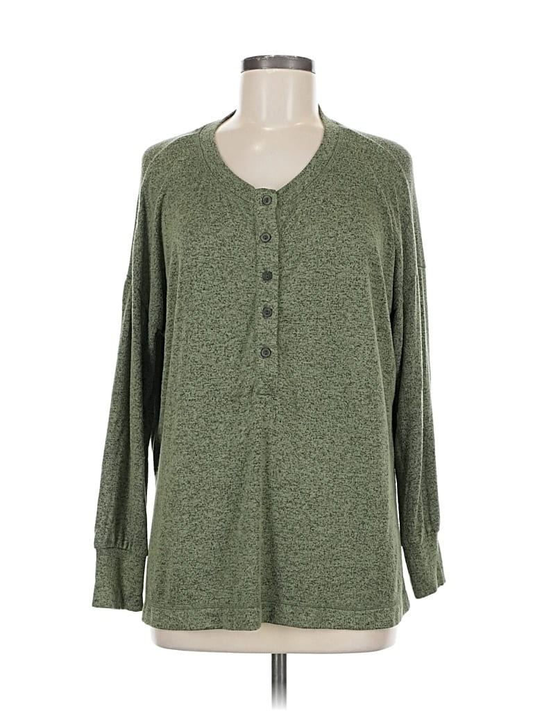 Pre-owned Old Navy Long Sleeve Henley Shirt In Green