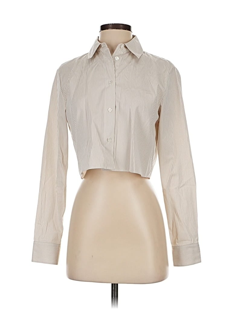 Pre-owned Theory Long Sleeve Blouse In White