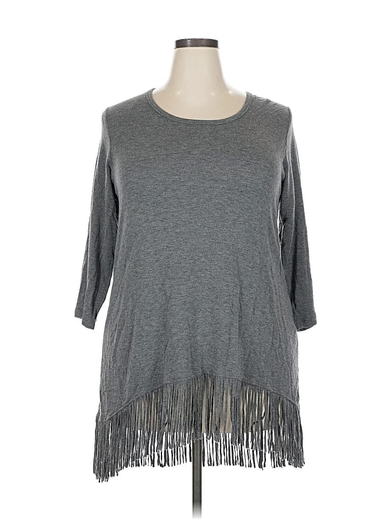 Pre-owned Karen Kane 3/4 Sleeve T-shirt In Gray