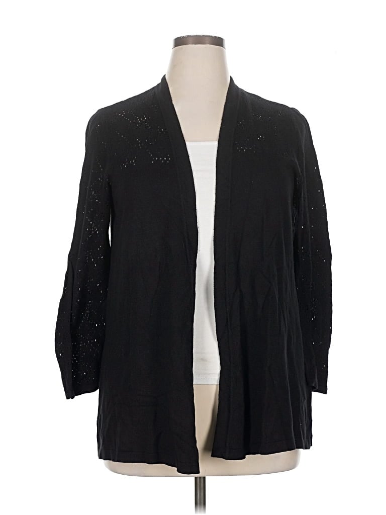 Pre-owned August Silk Cardigan Sweater In Black
