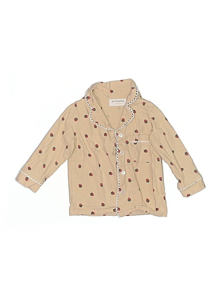 Pre-owned Mud Kingdom Kids' Long Sleeve Button Down Shirt In Brown
