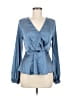 Shein Blue Long Sleeve Blouse Size 6 - photo 1
