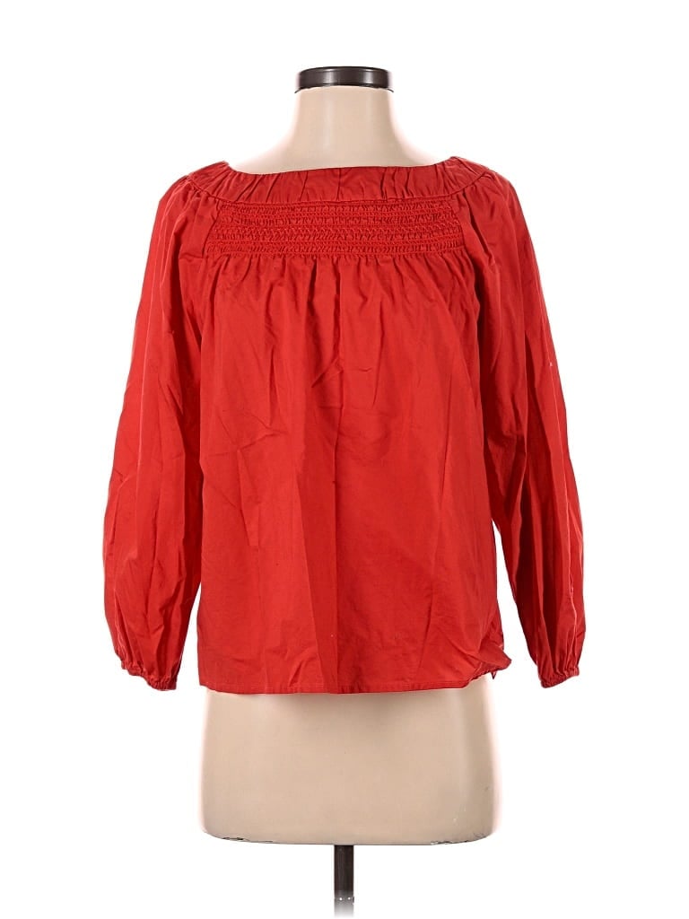 Pre-owned Maeve By Anthropologie 3/4 Sleeve Blouse In Orange