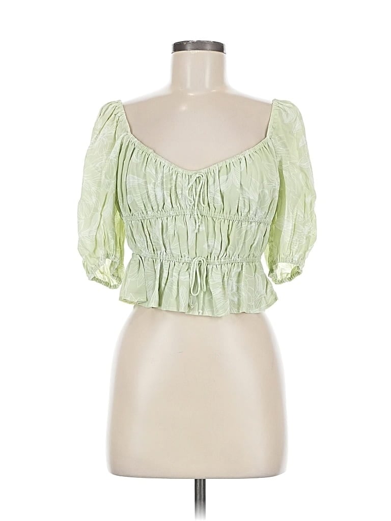 Pre-owned Wayf 3/4 Sleeve Blouse In Green