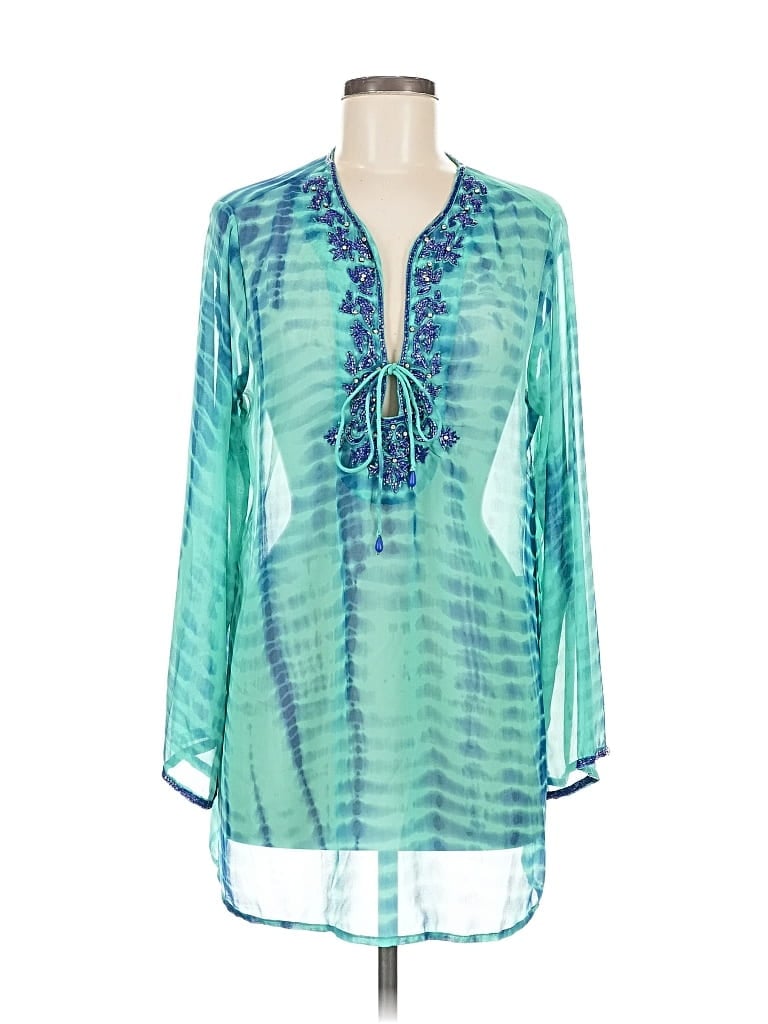 Pre-owned Soft Surroundings 3/4 Sleeve Blouse In Blue