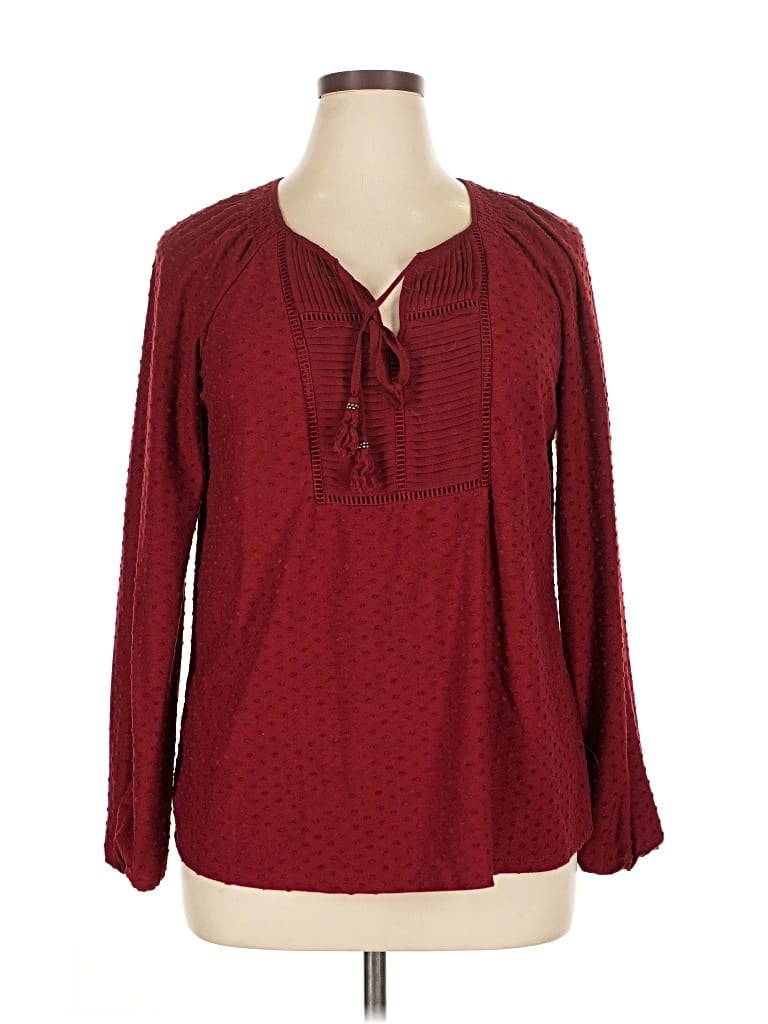 Pre-owned Daniel Rainn Long Sleeve Henley Shirt In Burgundy