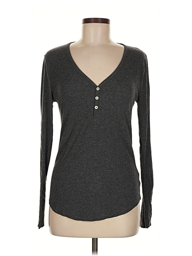 Pre-owned Love By Gap Long Sleeve Henley Shirt In Gray