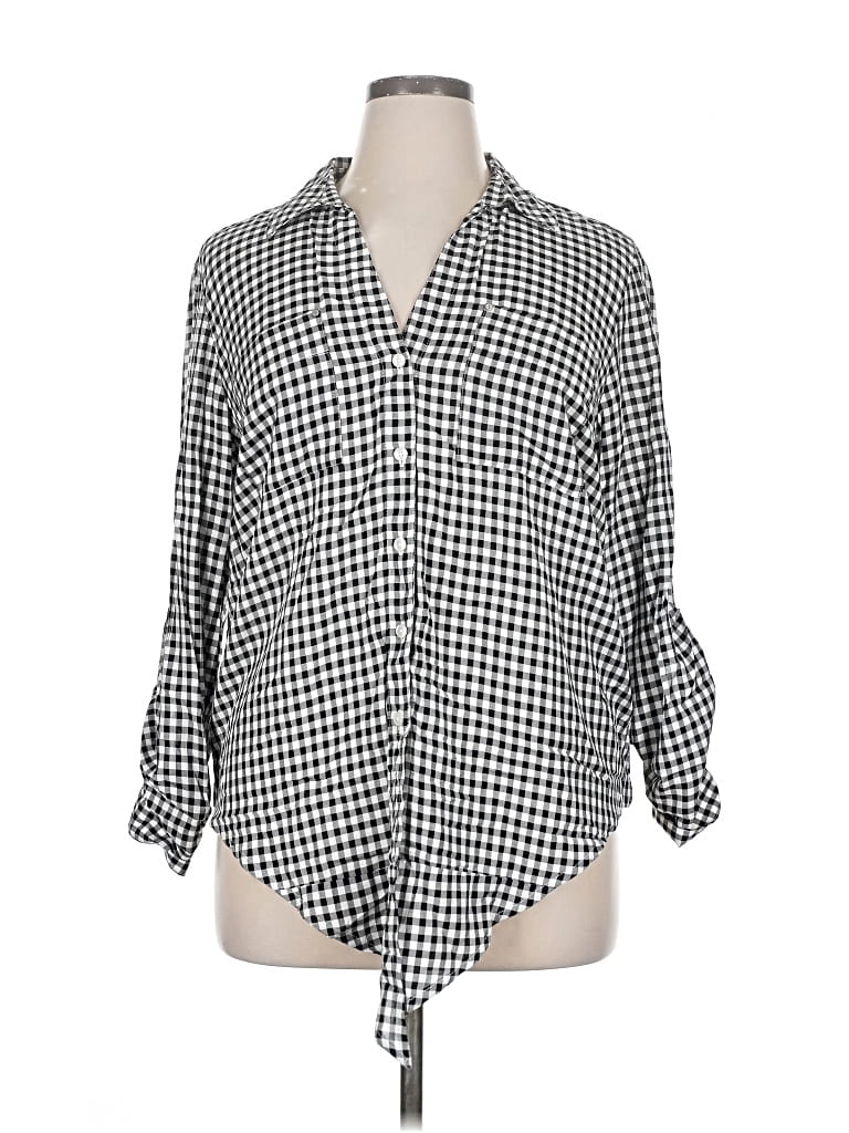 Pre-owned Jones New York 3/4 Sleeve Button Down Shirt In Black