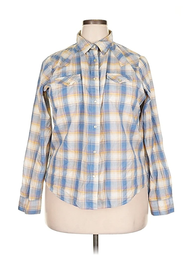 Pre-owned Wrangler Jeans Co Long Sleeve Button Down Shirt In Blue