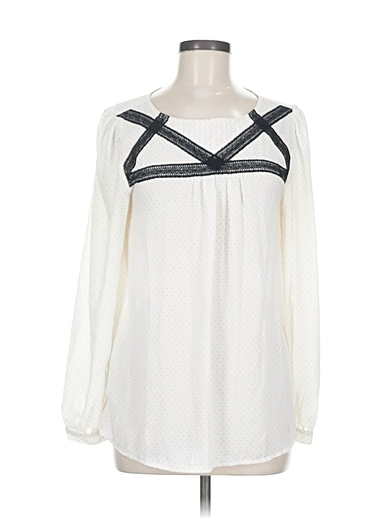 Pre-owned Ann Taylor Loft Long Sleeve Blouse In White